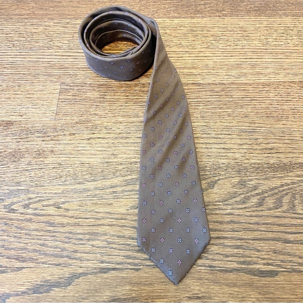 Yves Saint Laurent | 100% Silk Brown Polka Dot Paris New York Tie One Size